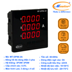 Đồng Hồ Đo Dòng Điện 3 Pha MT-DP96-3A Master