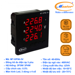 Đồng Hồ Đo Điện Áp 3 Pha MT-DP96-3V Master