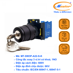 Công Tắc Xoay 3 Vị Trí Có Khoá Master
